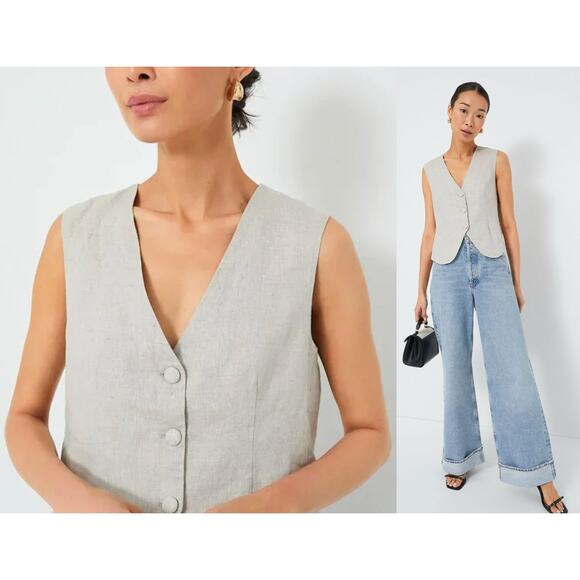 Tuckernuck | NWT Freya Linen Swing Vest | Sz S - Picture 1 of 7